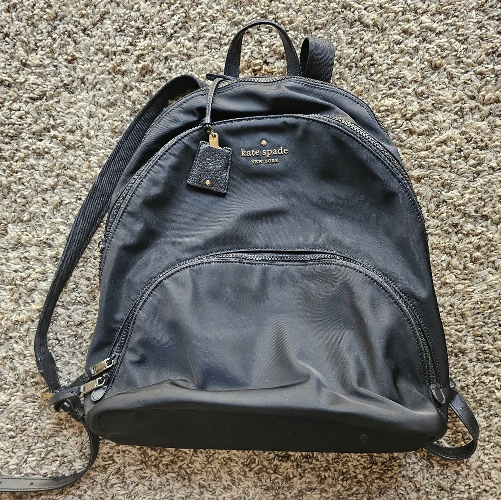 Kate Spade Karissa Black Multi Pocket Big‎ Zip Backpack
